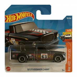 Машинка Базовая Hot Wheels '63 Studebaker Champ Super Treasure Hunt STH Hot Trucks 1:64 HCY14 Black - Retromagaz