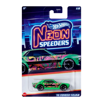 Тематическая Машинка Hot Wheels '70 Toyota Celica Neon Speeders 1:64 HLH72/HRW67 Green - Retromagaz