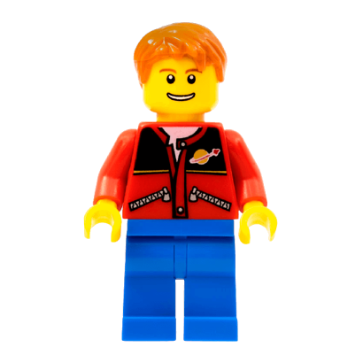 Фигурка Lego People 973pb0298 Red Jacket with Zipper Pockets and Classic Space Logo City twn097 Б/У - Retromagaz