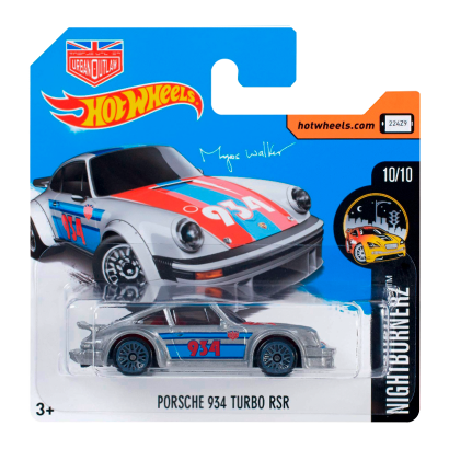 Машинка Базова Hot Wheels Porsche 934 Turbo RSR Magnus Walker Urban Outlaw Nightburnerz 1:64 DTY84 Metallic Silver - Retromagaz