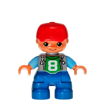 Фигурка Lego Boy Blue Legs Light Bluish Grey Top Duplo 47205pb026a Б/У - Retromagaz