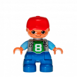 Фигурка Lego Boy Blue Legs Light Bluish Grey Top Duplo 47205pb026a Б/У