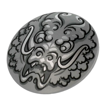 Зброя Lego Щит Circular Convex Face with Black and Silver Ninjago Dragon 75902pb16 6302892 Flat Silver Б/У - Retromagaz