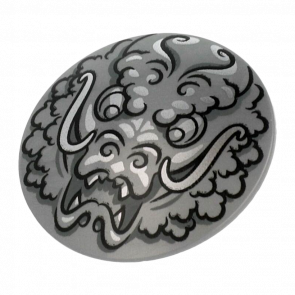 Оружие Lego Щит Circular Convex Face with Black and Silver Ninjago Dragon 75902pb16 6302892 Flat Silver Б/У - Retromagaz