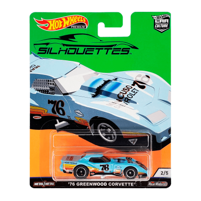 Машинка Premium Hot Wheels '76 Greenwood Corvette Silhouettes 1:64 FYN65 Light Blue - Retromagaz