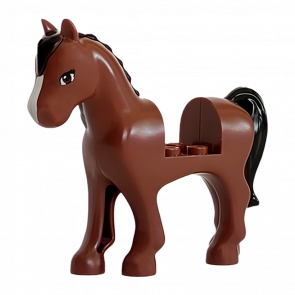 Фигурка Lego Земля Horse with Cutout with Black Mane and Tail Brown Eyes and White Blaze Pattern Animals 93083c01pb03 Reddish Brown Б/У - Retromagaz