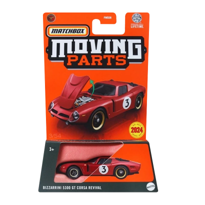 Тематична Машинка Matchbox Bizzarini 5300 GT Corsa Revival Moving Parts 1:64 FWD28/HVM74 Red - Retromagaz