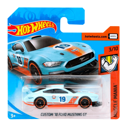 Машинка Базовая Hot Wheels Custom '18 Ford Mustang GT Gulf Muscle Mania 1:64 FYB67 Light Blue - Retromagaz