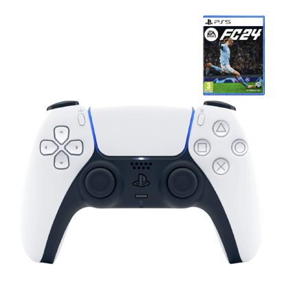 Набор Геймпад Беспроводной Sony PlayStation 5 DualSense White Новый  + Игра EA Sports FC 24 Русская Озвучка - Retromagaz