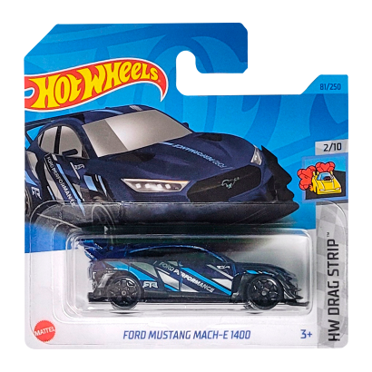 Машинка Базова Hot Wheels Ford Mustang Mach-E 1400 Drag Strip 1:64 HKH29 Dark Blue - Retromagaz