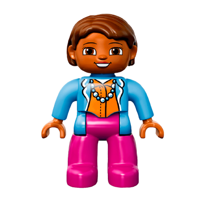 Фигурка Lego Girl Magenta Legs Medium Blue Top Duplo 47394pb190 Б/У - Retromagaz