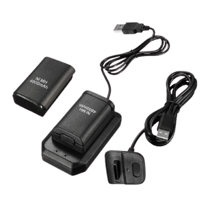 Акумулятор Дротовий RMC Xbox 360 Charging Kit 5 in 1 Black + Зарядна Стан Black Новий - Retromagaz