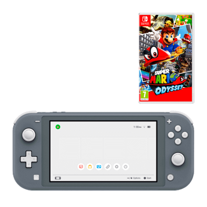 Набор Консоль Nintendo Switch Lite 32GB Grey Новый + Игра Super Mario Odyssey Русские Субтитры - Retromagaz