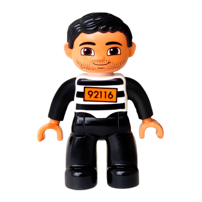 Фигурка Lego Boy Prisoner Black Legs Black and White Boy Top Duplo 47394pb168a Б/У - Retromagaz