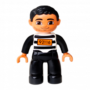 Фигурка Lego Boy Prisoner Black Legs Black and White Boy Top Duplo 47394pb168a Б/У