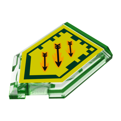 Плитка Lego Модифицированная Декоративная 4шт Pentagonal Nexo Power Shield Patern Arrow Strike 2 x 3 22385pb023 6133242 Trans-Bright Green Б/У - Retromagaz