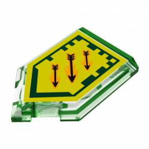 Плитка Lego Модифікована Декоративна 4шт Pentagonal Nexo Power Shield Patern Arrow Strike 2 x 3 22385pb023 6133242 Trans-Bright Green Б/У - Retromagaz