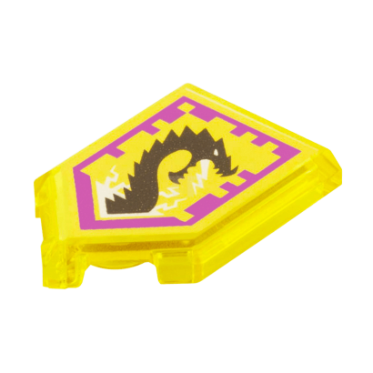 Плитка Lego Модифицированная Декоративная 2шт Pentagonal Nexo Power Shield Pattern Storm Dragon 2 x 3 22385pb015 6133414 Trans-Yellow Б/У - Retromagaz