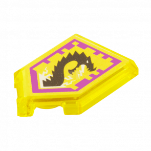 Плитка Lego Модифікована Декоративна 2шт Pentagonal Nexo Power Shield Pattern Storm Dragon 2 x 3 22385pb015 6133414 Trans-Yellow Б/У - Retromagaz