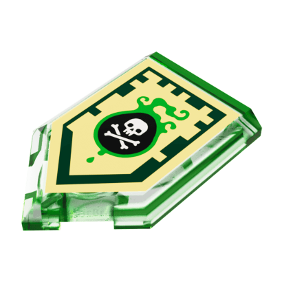 Плитка Lego Модифицированная Декоративная 4шт Pentagonal Nexo Power Shield Pattern Venom Bite 2 x 3 22385pb009 6133533 Trans-Bright Green Б/У - Retromagaz