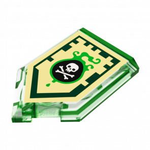 Плитка Lego Модифікована Декоративна 4шт Pentagonal Nexo Power Shield Pattern Venom Bite 2 x 3 22385pb009 6133533 Trans-Bright Green Б/У - Retromagaz