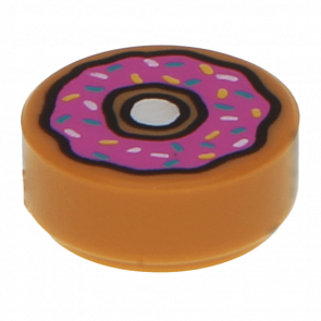 Плитка Lego Кругла Декоративна 4шт Donut Doughnut Dark Pink Frosting and Sprinkles 1 x 1 98138pb021 6064377 6117405 6315329 Medium Nougat Б/У