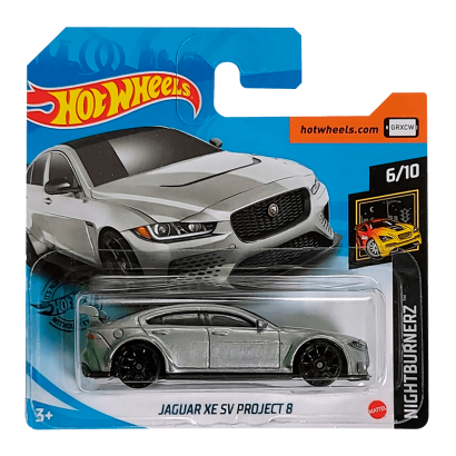 Машинка Базовая Hot Wheels Jaguar XE SV Project 8 Nightburnerz 1:64 GHF47 Grey - Retromagaz