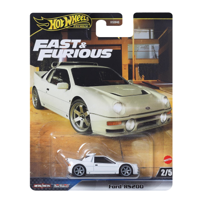 Машинка Premium Hot Wheels Ford RS200 Fast & Furious 1:64 HVR60 White - Retromagaz