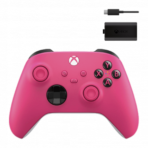 Набор Геймпад Беспроводной Microsoft Xbox Series Controller Deep Pink Новый  + Аккумулятор Play and Charge Kit + Кабель USB Type-C Black - Retromagaz