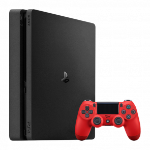 Консоль Sony PlayStation 4 Slim 500GB Black Б/У Хороший + Геймпад Беспроводной Sony PlayStation 4 DualShock 4 Version 2 Magma Red Б/У Хороший