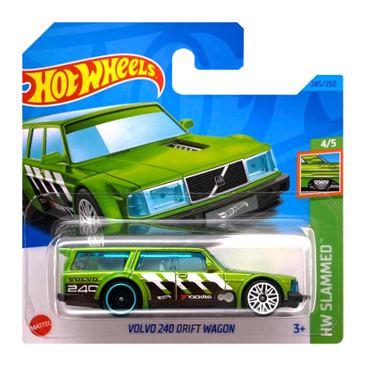 Машинка Базовая Hot Wheels Volvo 240 Drift Wagon Slammed 1:64 HKJ07 Green - Retromagaz