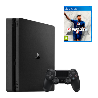 Консоль Sony PlayStation 4 Slim 500GB Black Б/У Хороший + Игра Sony PlayStation 4 FIFA 23 Русский Озвучка Новый - Retromagaz