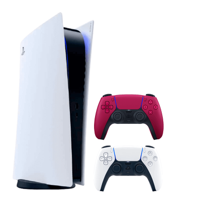 Набір Консоль Sony PlayStation 5 Digital Edition 825GB White Новий + Геймпад Бездротовий DualSense Cosmic Red - Retromagaz