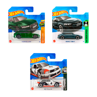 Набор Машинка Базовая Hot Wheels Audi RS 6 Avant HKH69 + RS E-Tron GT HKH58 + '90 Quattro HKG35 - Retromagaz