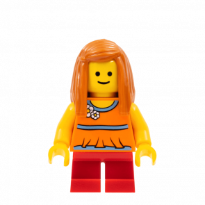 Фигурка Lego People 973pb0638 Child Gir Orange Torso Halter Top City twn161 1 Б/У - Retromagaz