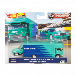 Машинка Premium Hot Wheels 2шт Mercedes-Benz 190E и Транспортер Fleet Flyer Team Transport 1:64 FYT08 Green - Retromagaz