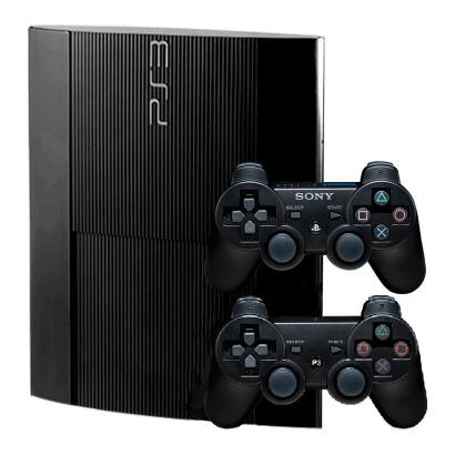 Набор Консоль Sony PlayStation 3 Super Slim 500GB Black Б/У  + Геймпад Беспроводной DualShock 3 - Retromagaz