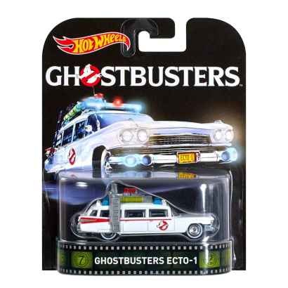 Машинка Premium Hot Wheels Cadillac Ghostbusters Ecto-1 Rep. Entertainment 1:64 DJF42 White - Retromagaz