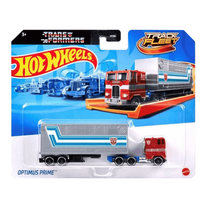 Машинка Базовая Hot Wheels Freightliner 2шт Optimus Prime T7 Transformers и Транспортер Track Fleet 1:64 HXH02/JFF66 Red - Retromagaz