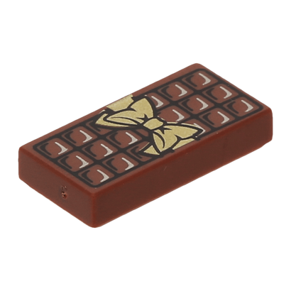 Плитка Lego Декоративна 2шт with Groove with Candy Bar Chocolate Blocks and Gold Bow Pattern 1 x 2 3069bpb0440 6139435 Reddish Brown Б/У - Retromagaz