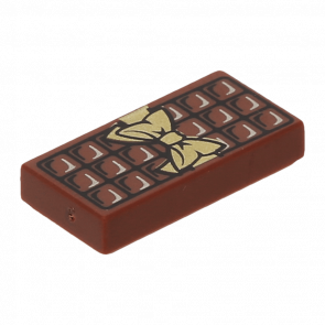 Плитка Lego Декоративна 2шт with Groove with Candy Bar Chocolate Blocks and Gold Bow Pattern 1 x 2 3069bpb0440 6139435 Reddish Brown Б/У