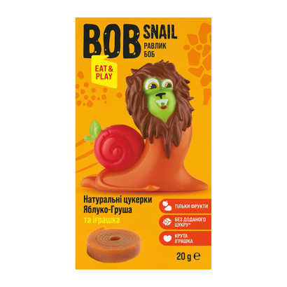 Набор Bob Snail Натуральные Фруктовые Конфеты Яблоко-Груша и Игрушка 20g - Retromagaz