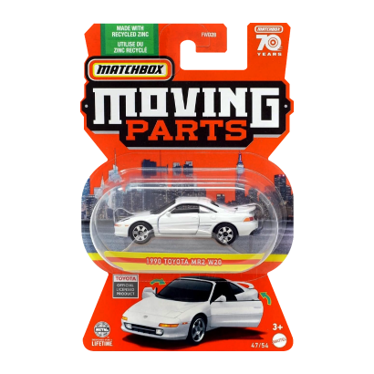 Тематическая Машинка Matchbox 1990 Toyota MR2 W20 Moving Parts 1:64 FWD28/HLG32 White - Retromagaz