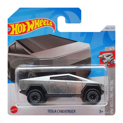 Машинка Базовая Hot Wheels Tesla Cybertruck Rolling Metal 1:64 HTB55 Silver - Retromagaz