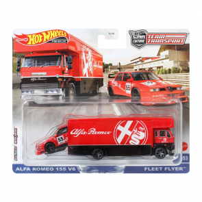 Машинка Premium Hot Wheels 2шт Alfa Romeo 155 V6 TI и Транспортер Fleet Flyer Team Transport 1:64 FLF56/HKF42 Red