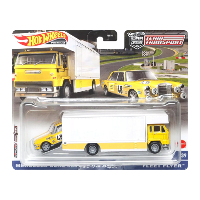 Машинка Premium Hot Wheels 2шт Mercedes-Benz 300 SEL 6.8 AMG и Транспортер Fleet Flyer Team Transport 1:64 HCR32 Yellow - Retromagaz