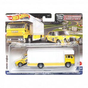 Машинка Premium Hot Wheels 2шт Mercedes-Benz 300 SEL 6.8 AMG и Транспортер Fleet Flyer Team Transport 1:64 HCR32 Yellow