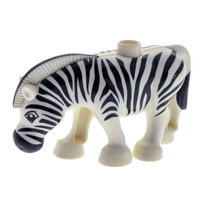 Фигурка Lego Animals Zebra Ridged Mane with Black Ends Duplo 4415c01pb01 White Б/У - Retromagaz