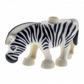 Фигурка Lego Animals Zebra Ridged Mane with Black Ends Duplo 4415c01pb01 White Б/У - Retromagaz