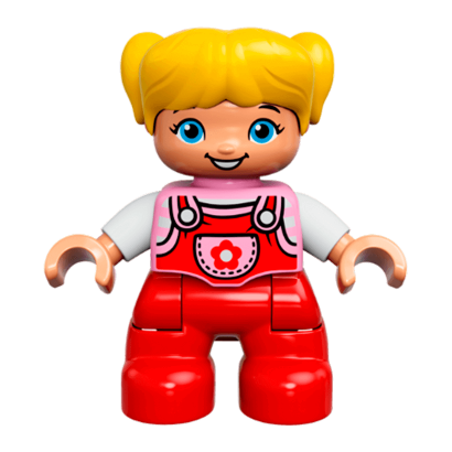 Фігурка Lego Girl Red Legs Bright Pink Top with Flower on Pocket White Arms Yellow Hair Duplo 47205pb053 1 Б/У - Retromagaz